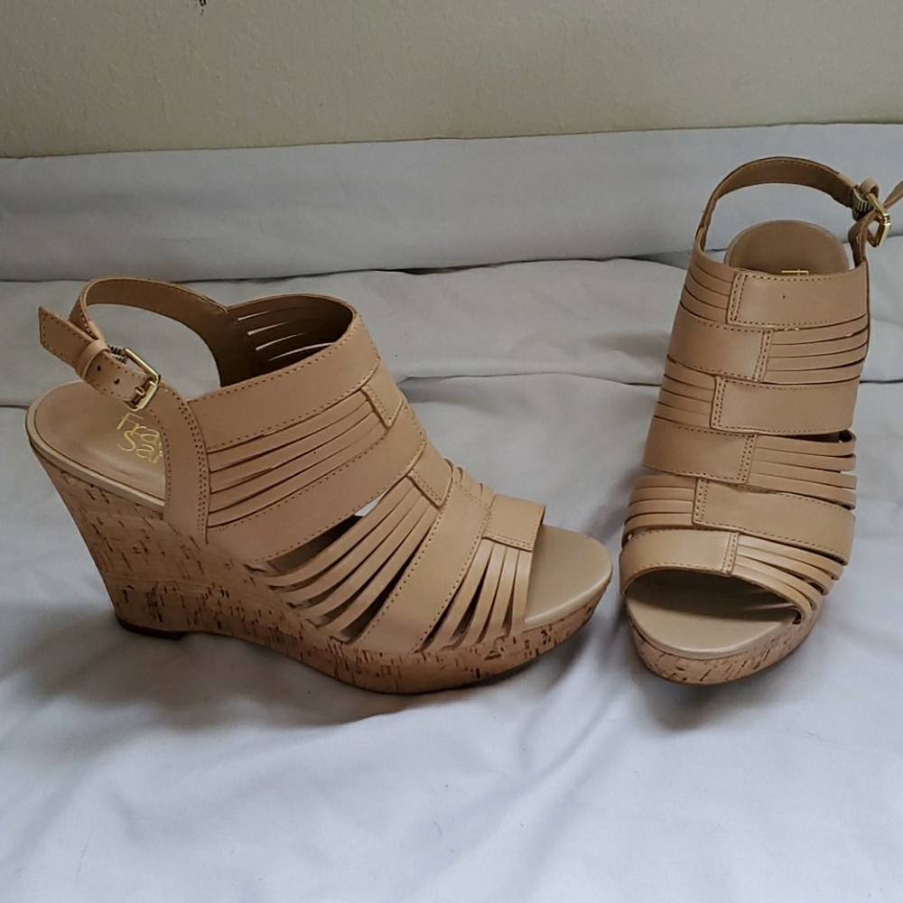 Franco Sarto Leather Cork Wedge Heel